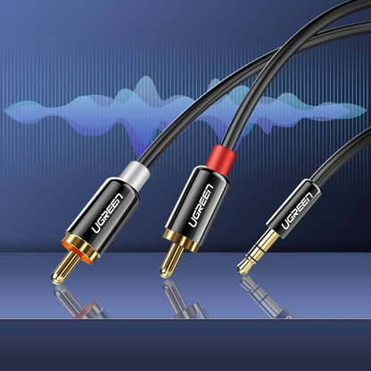 Audio kabl 3.5mm - 2 x RCA UGREEN AV116, 2m, Crni