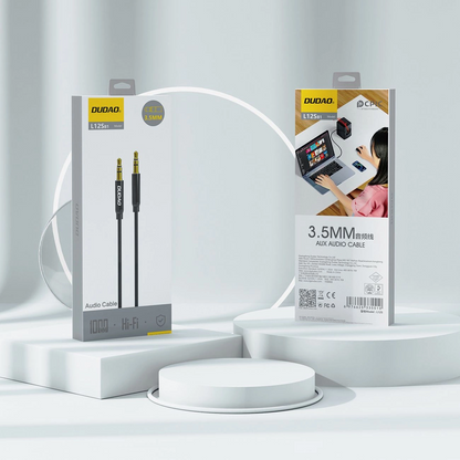 Audio kabl 3.5mm - 3.5mm Dudao L12s, 1m, Crni