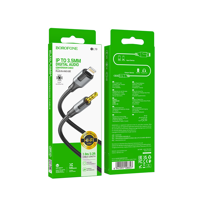 Audio kabl Lightning - 3.5mm Borofone BL19 Creator, 1m, Crni