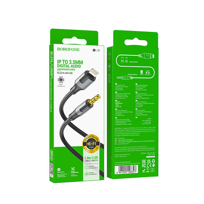 Audio kabl Lightning - 3.5mm Borofone BL19 Creator, 1m, Crni