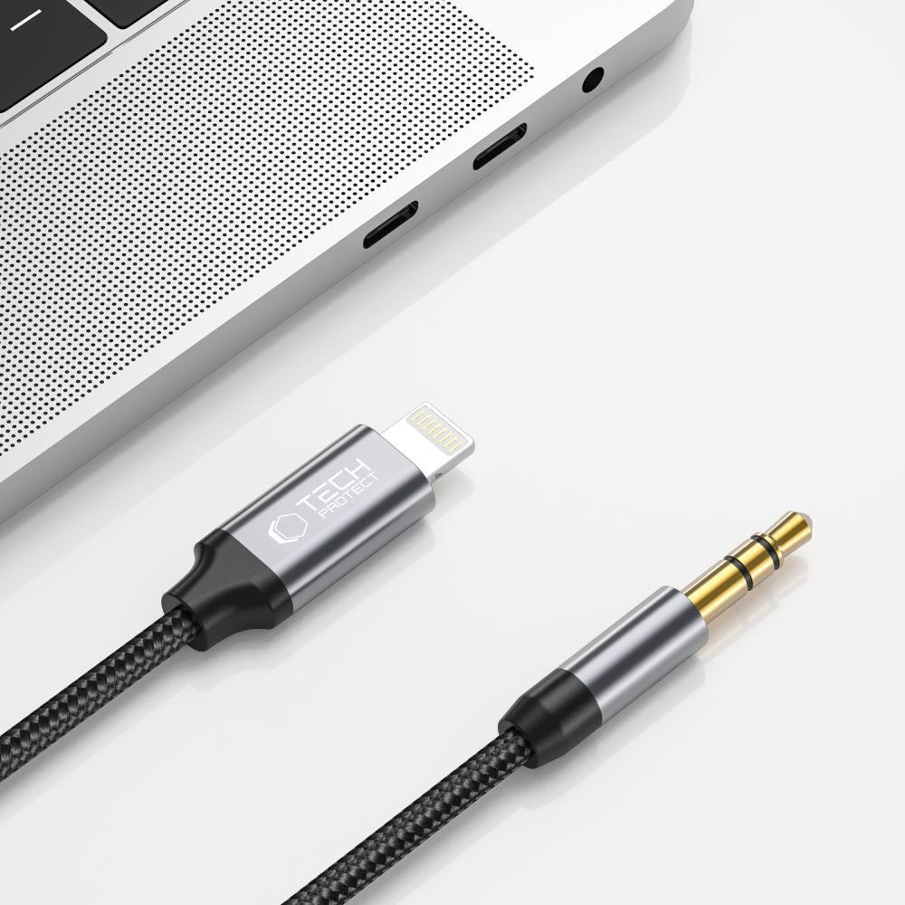 Audio kabl Lightning - 3.5mm Tech-Protect Ultraboost, 1m, Crni