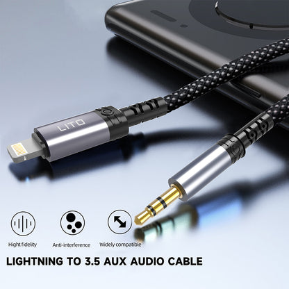 Audio kabl Lightning - 3.5mm Lito LA01L, 1m, Crni