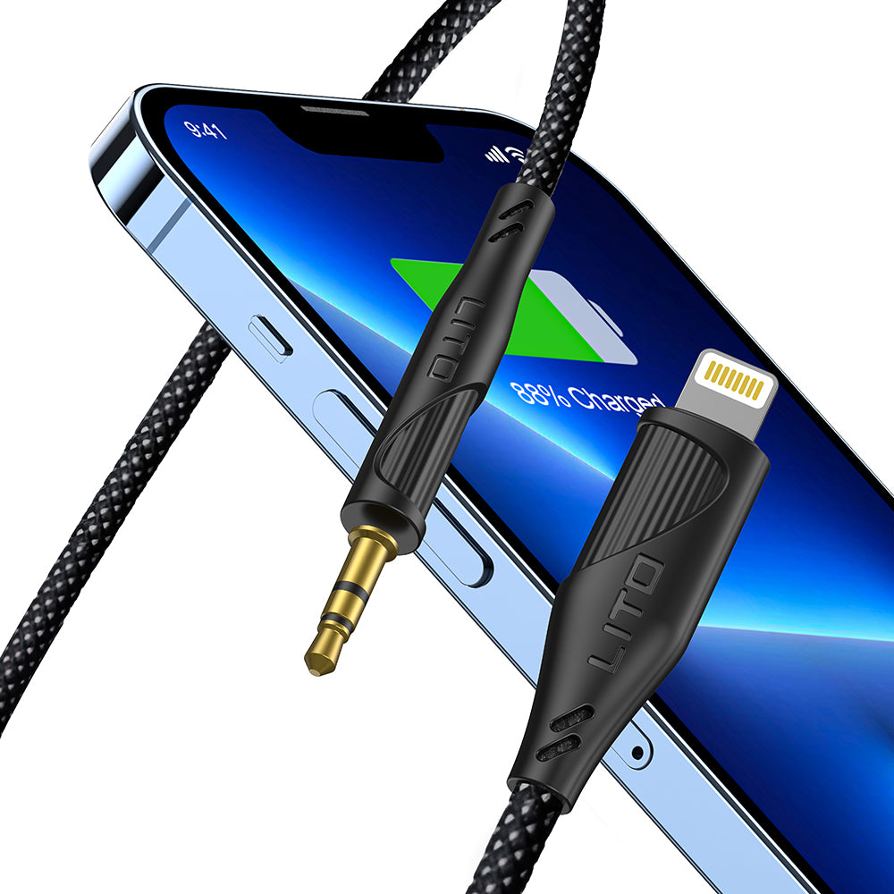 Audio kabl Lightning - 3.5mm Lito LA02, 1m, Crni