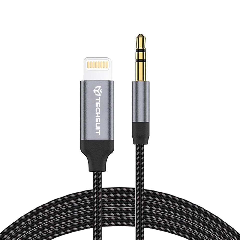 Audio kabl Lightning - 3.5mm Techsuit AC10 SoundShell, 1.5m, Sivi