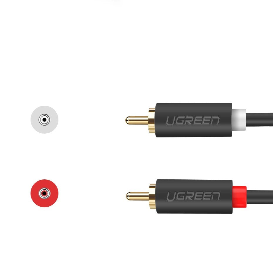 Audio kabl UGREEN AV104, 2 x RCA - 2 x RCA, 2m, Crni