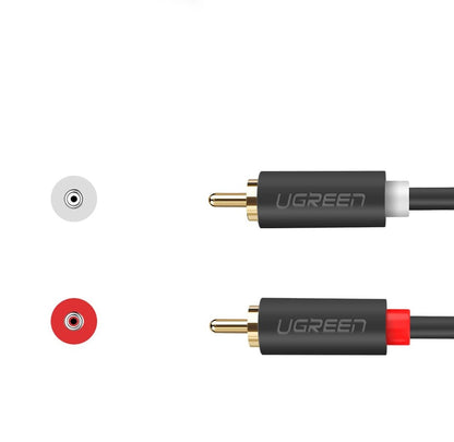 Audio kabl UGREEN AV104, 2 x RCA - 2 x RCA, 2m, Crni