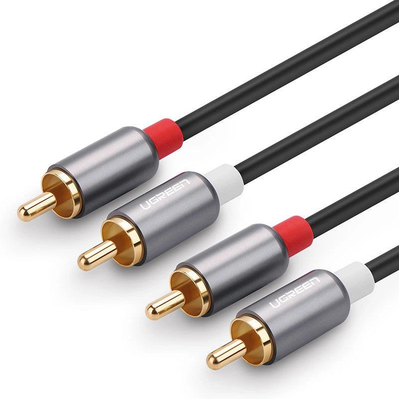 Audio kabl UGREEN AV104, 2 x RCA - 2 x RCA, 2m, Crni