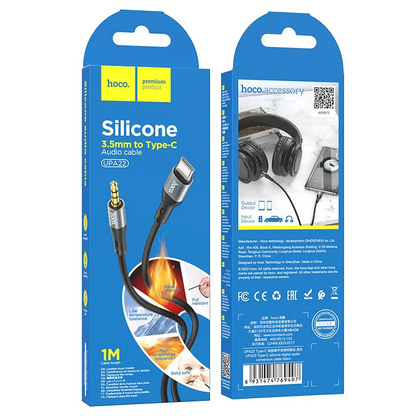 Audio kabl USB-C - 3.5mm HOCO UPA22, 1m, Crni