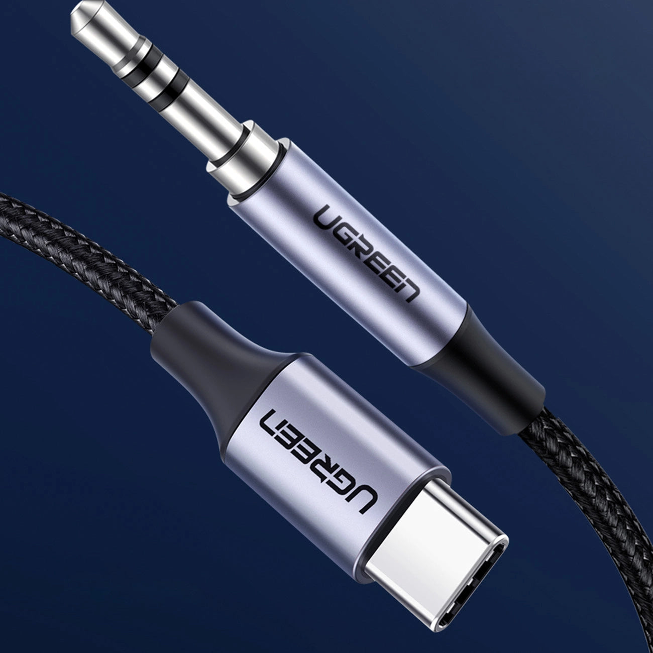 Audio kabel USB-C - 3.5mm UGREEN AV143, 1m, sivi