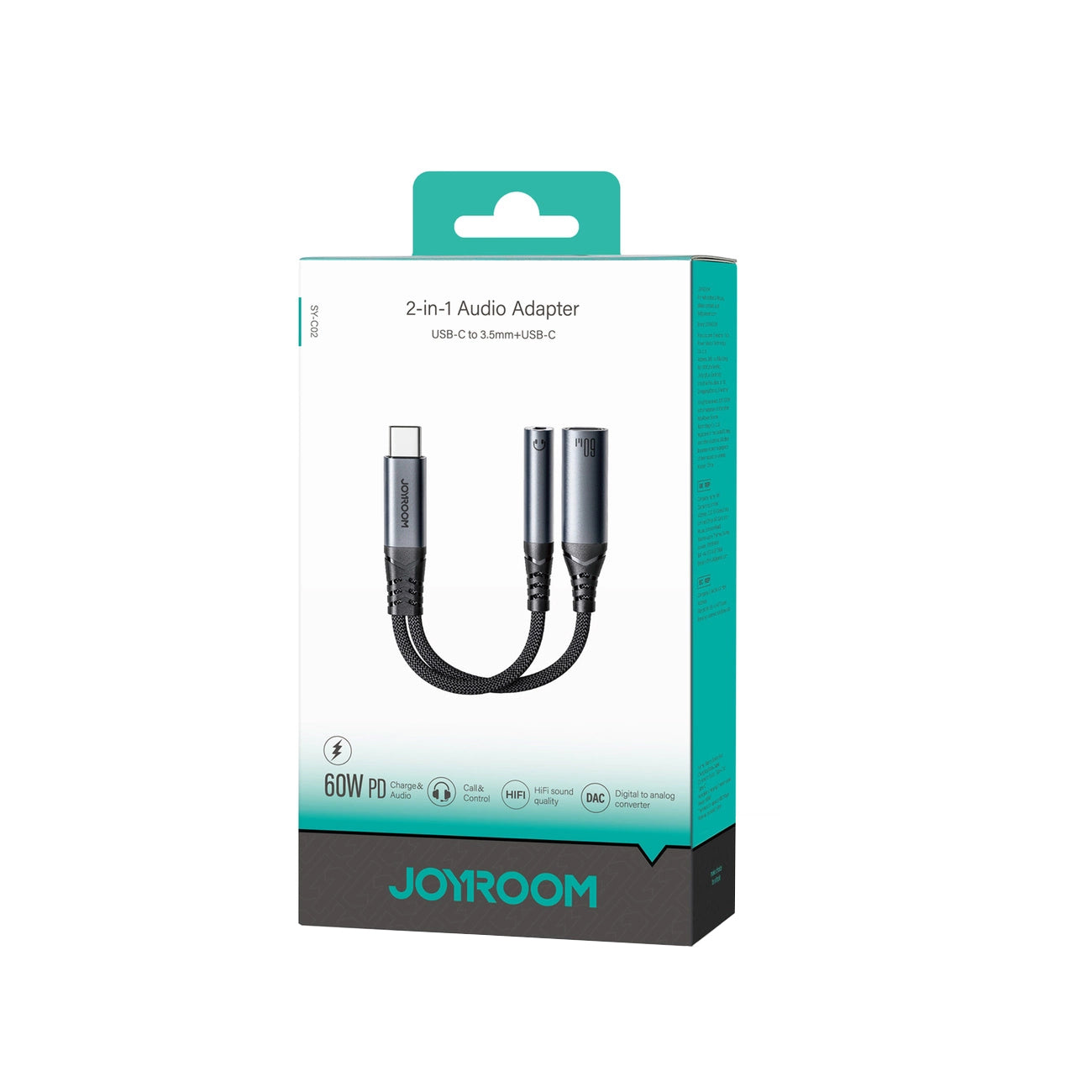 Audio kabl USB-C - 3.5mm / USB-C Joyroom SY-C02, 0.14m, Crni