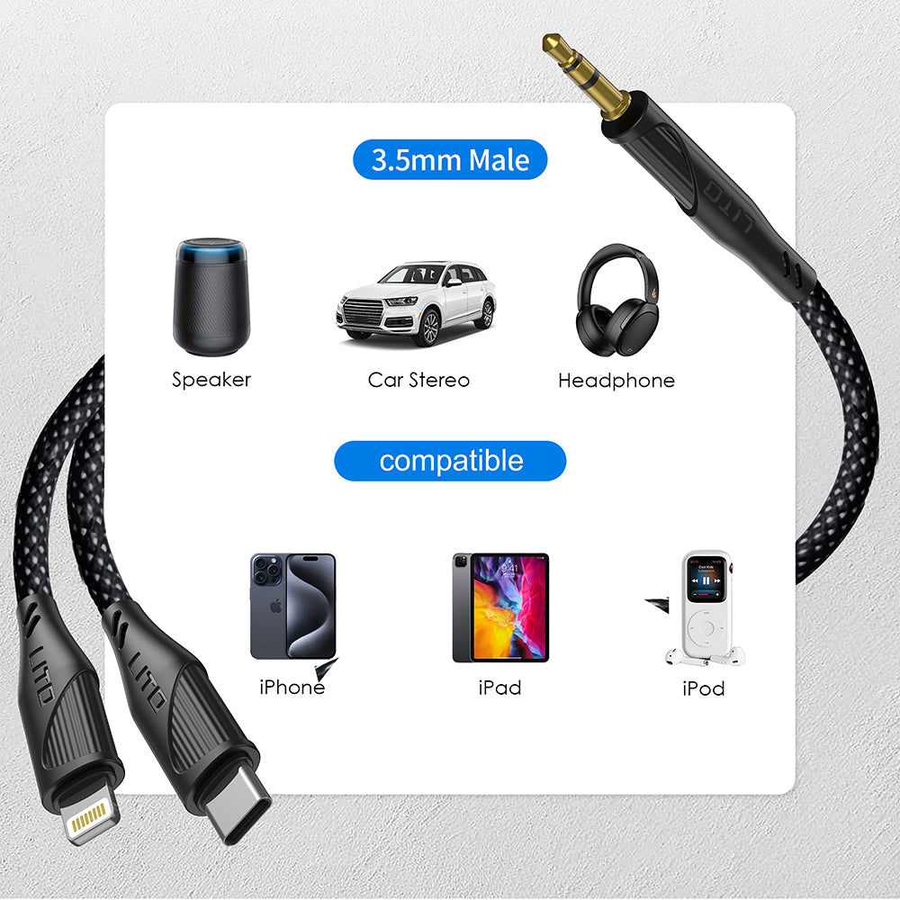 Audio kabl USB-C - 3.5mm Lito LA02, 1m, Crni