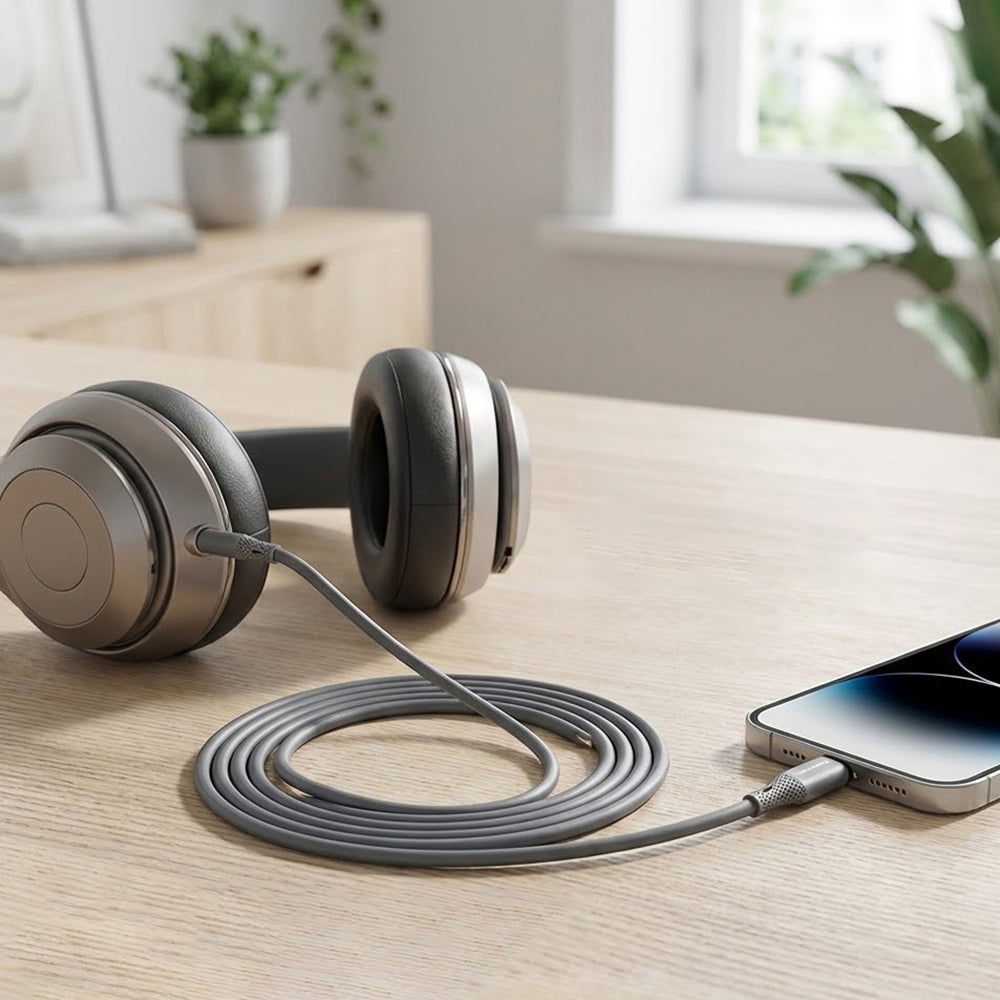 Audio kabl USB-C - 3.5mm Techsuit AC4 SoundFlex, 1m, Sivi