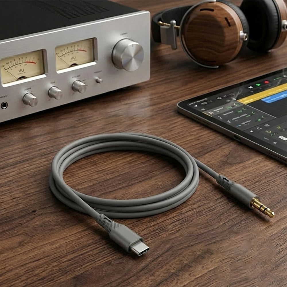 Audio kabl USB-C - 3.5mm Techsuit AC4 SoundFlex, 1m, Sivi