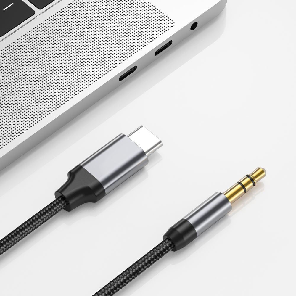 Audio kabl USB-C - 3.5mm Techsuit AC9 SoundShell, 1.5m, Sivi