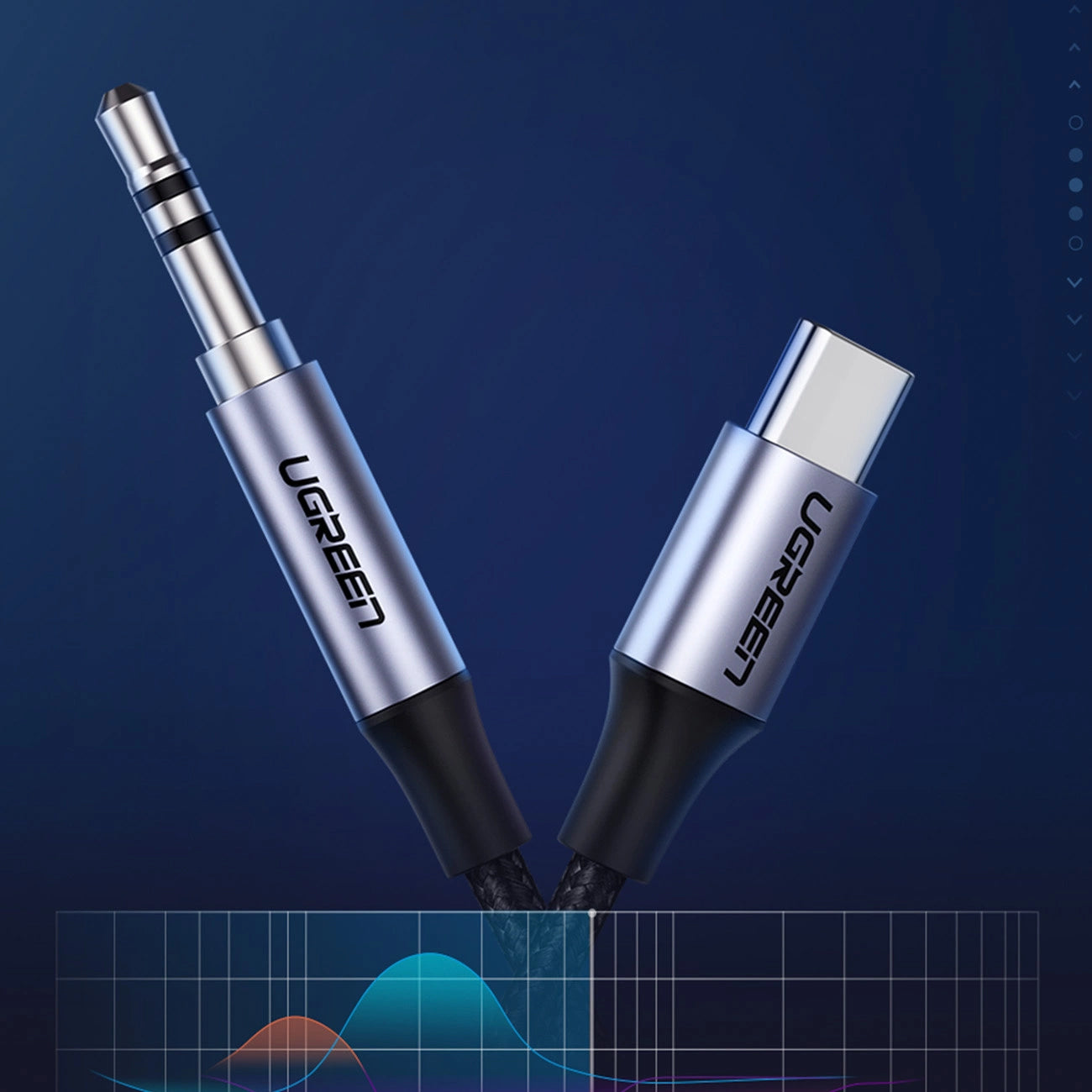 Audio kabel USB-C - 3.5mm UGREEN AV143, 1m, sivi
