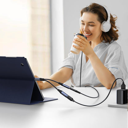 Audio kabl USB-C - 3.5mm / USB-C Joyroom SY-C02, 0.14m, Crni
