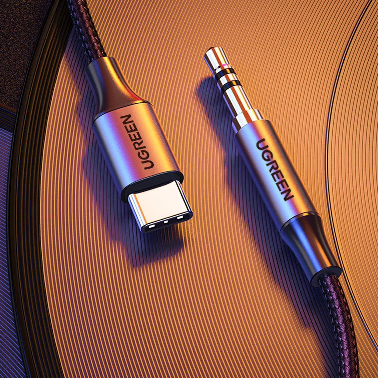 Audio kabel USB-C - 3.5mm UGREEN AV143, 1m, sivi