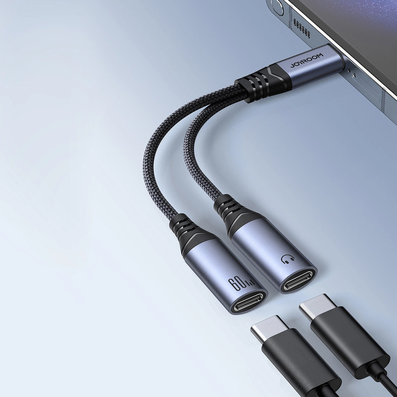 Audio kabl USB-C - 2 x USB-C Joyroom SY-C03, 0.14m, Crni