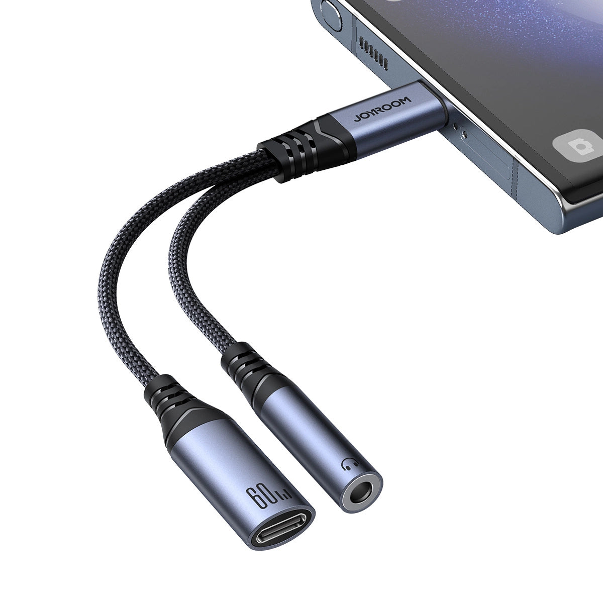 Audio kabl USB-C - 3.5mm / USB-C Joyroom SY-C02, 0.14m, Crni