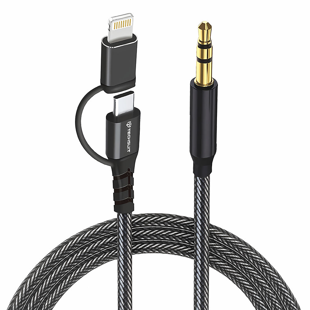 Audio kabl USB-C / Lightning - 3.5mm Techsuit AC15 EchoSnap, 1m, Crni