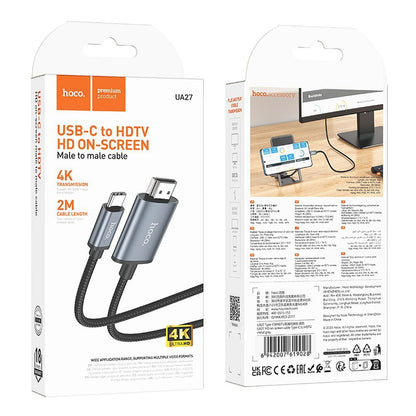 Audio i Video kabl USB-C - HDMI HOCO UA27, 2m, Sivi
