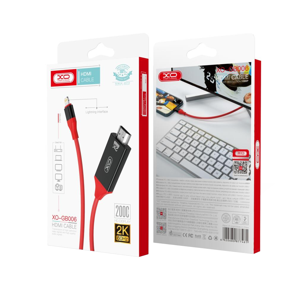 Audio i Video Kabel Lightning - HDMI XO Design GB006, 1.8m, Crveni