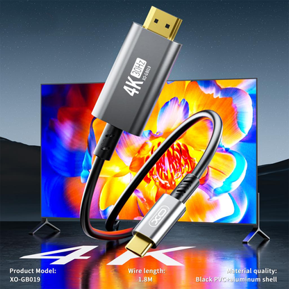 Audio i Video kabl USB-C - HDMI XO Design GB019, 1.8m, Crni