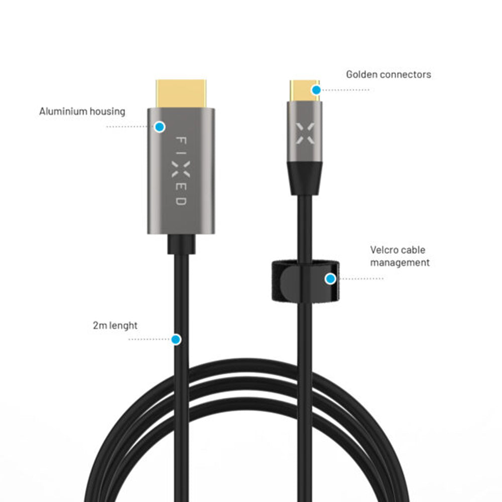 Audio i Video kabl USB-C - HDMI Fixed, 2m, Sivi
