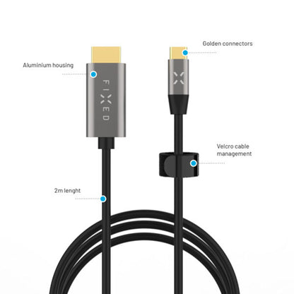 Audio i Video kabl USB-C - HDMI Fixed, 2m, Sivi