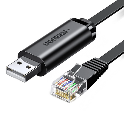 USB konzolni kabl UGREEN CM204, RJ45, 3m, Crni, Ponovo zapečaćen