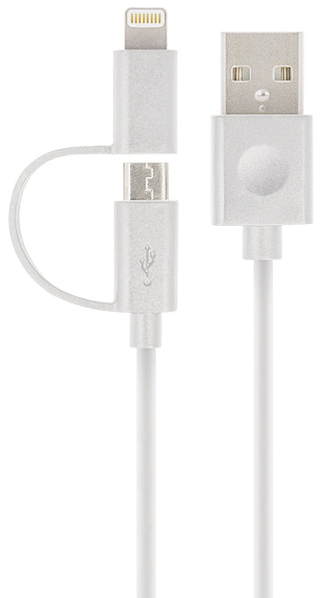 Kabel za Prijenos Podataka i Punjenje USB-A - Lightning / microUSB Forever MFi 2u1, 18W, 1m, Bijeli