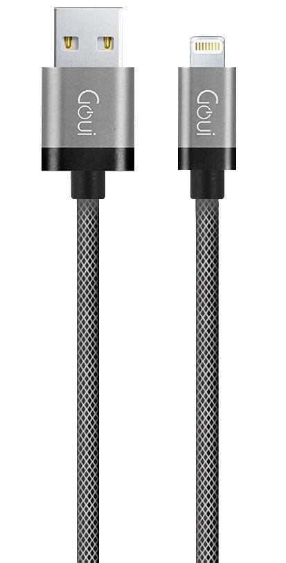 Kabel za Prijenos Podataka i Punjenje USB-A - Lightning Goui Metallic, 18W, 1m, Sivi G-LC8PIN-02S