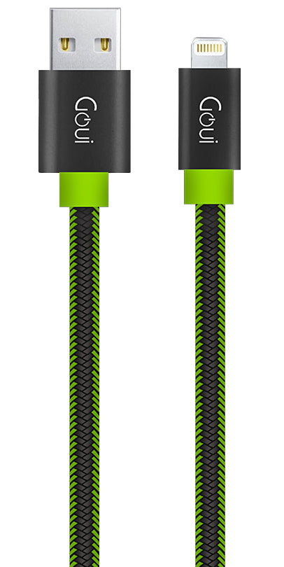 Kabl za Prenos Podataka i Punjenje USB-A - Lightning Goui Fashion Flat, 18W, 1m, Zelena G-LC8PINFBF-GK