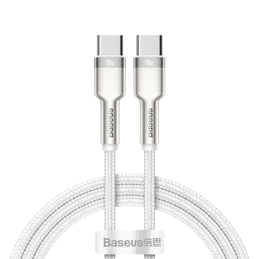 Kabl za Prenos Podataka i Punjenje USB-C - USB-C Baseus Cafule Metal Series, 100W, 1m, Beli CATJK-C02