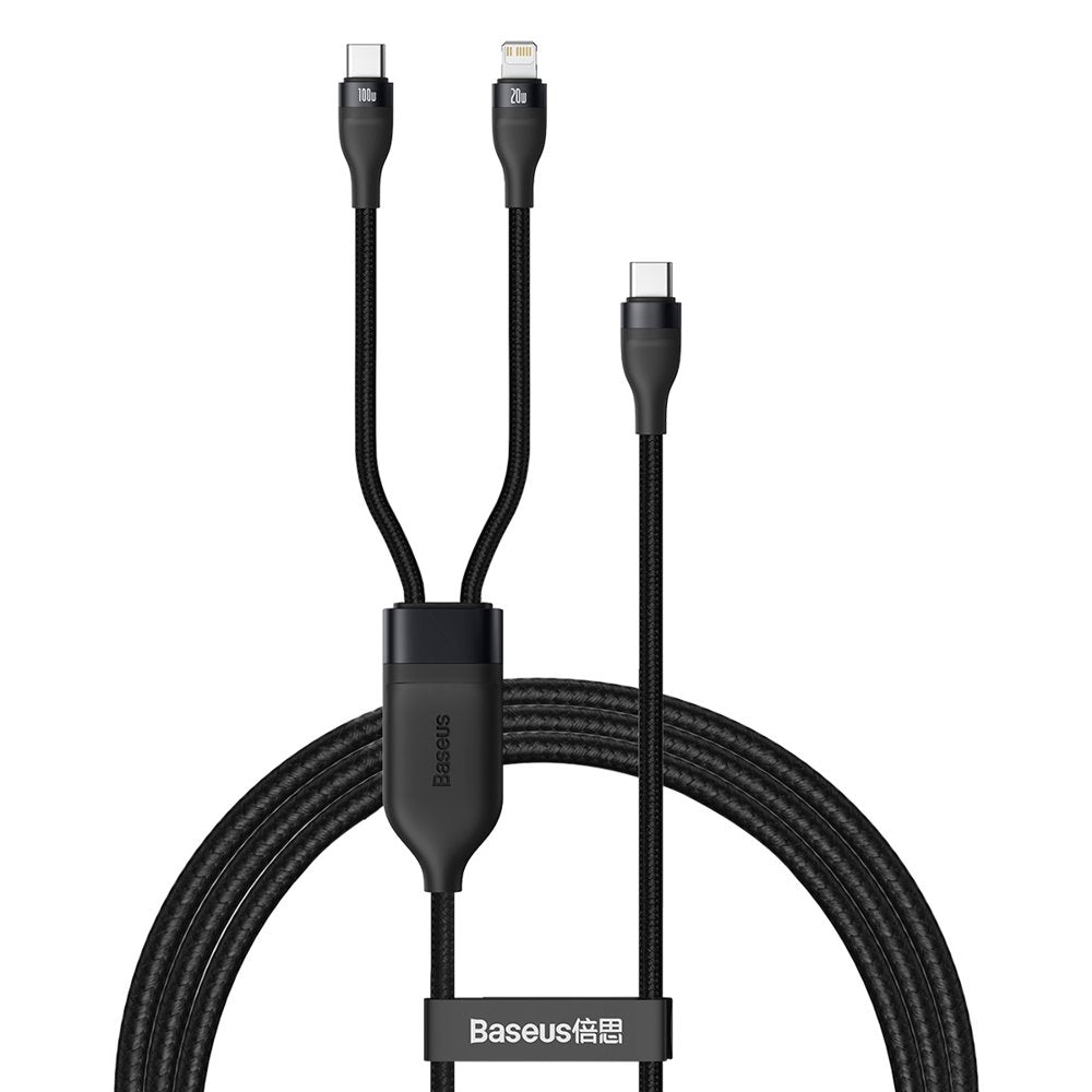 Kabl za prenos podataka i punjenje USB-C - Lightning / USB-C Baseus Flash Series 2in1, 100W, 1.2m, Crni CA1T2-F01
