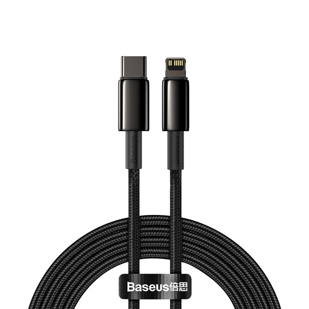 Kabel za Prijenos Podataka i Punjenje USB-C - Lightning Baseus Tungsten Gold, 20W, 2m, Crni CATLWJ-A01