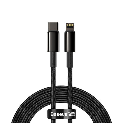 Kabel za Prijenos Podataka i Punjenje USB-C - Lightning Baseus Tungsten Gold, 20W, 2m, Crni CATLWJ-A01