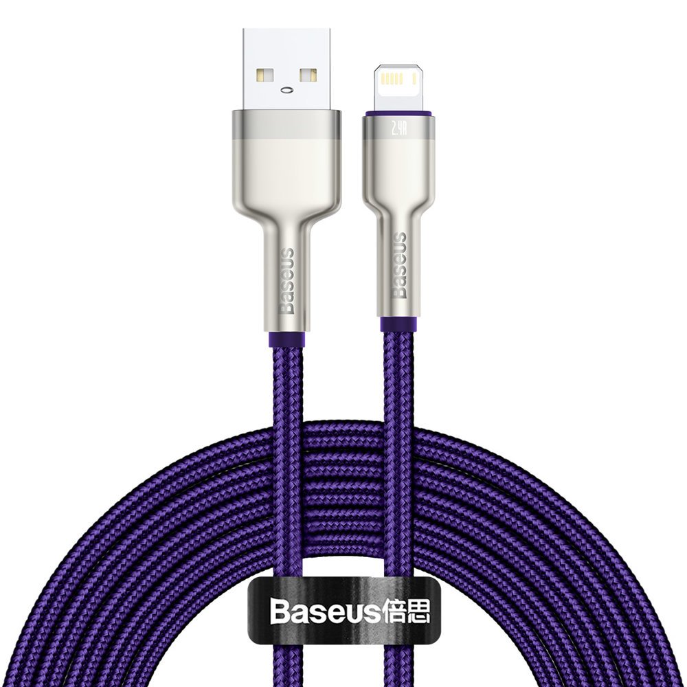 Kabl za podatke i punjenje USB-A - Lightning Baseus Cafule Metal Series, 18W, 2m, Ljubičasti CALJK-B05