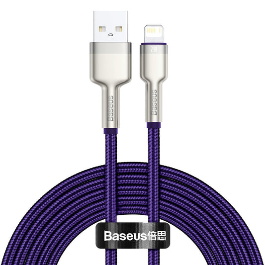 Kabl za podatke i punjenje USB-A - Lightning Baseus Cafule Metal Series, 18W, 2m, Ljubičasti CALJK-B05