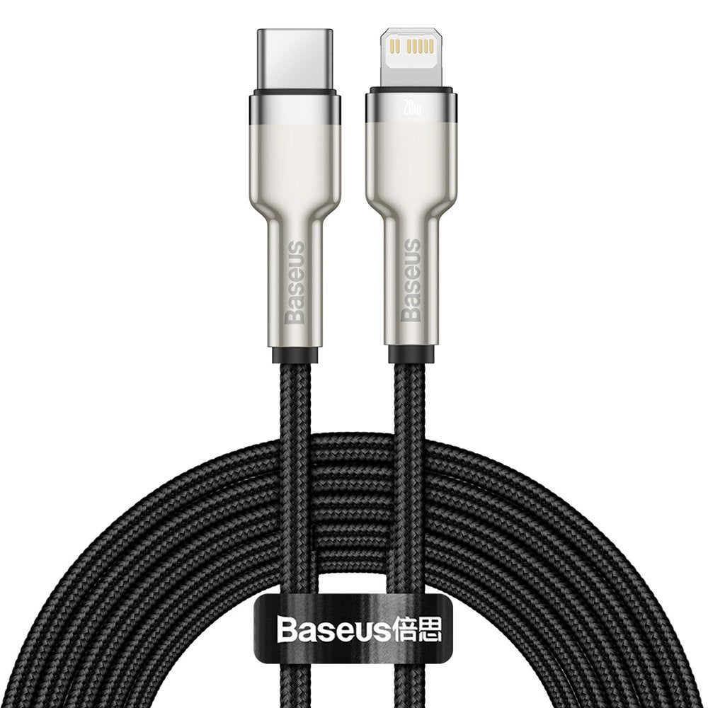 Kabl za prenos podataka i punjenje USB-C - Lightning Baseus Cafule Metal Series, 20W, 2m, Crni CATLJK-B01