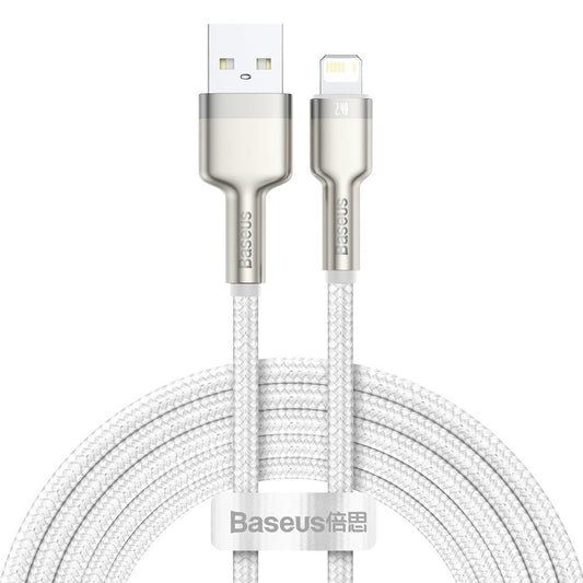 Kabl za prenos podataka i punjenje USB-A - Lightning Baseus Cafule Metal Series, 18W, 2m, Beli CALJK-B02