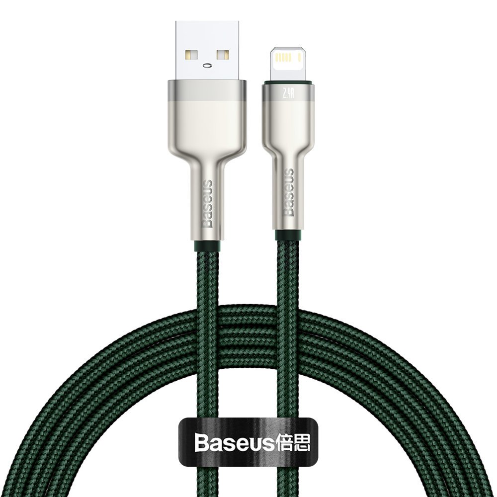 Kabl za prenos podataka i punjenje USB-A - Lightning Baseus Cafule Metal Series, 18W, 1m, Zeleni CALJK-A06
