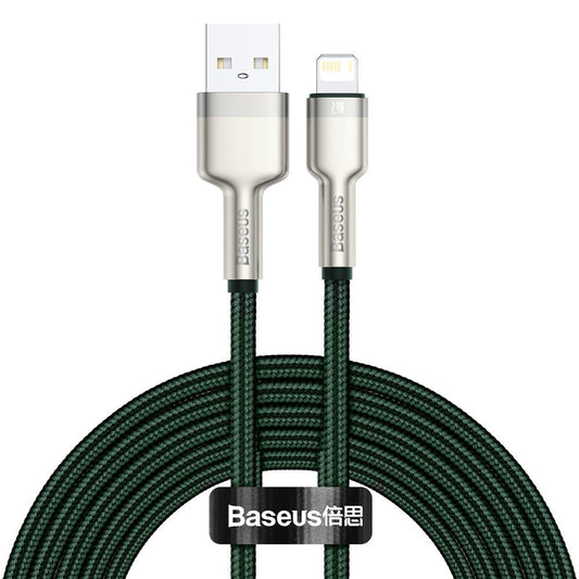 Kabl za prenos podataka i punjenje USB-A - Lightning Baseus Cafule Metal Series, 18W, 2m, Zeleni CALJK-B06