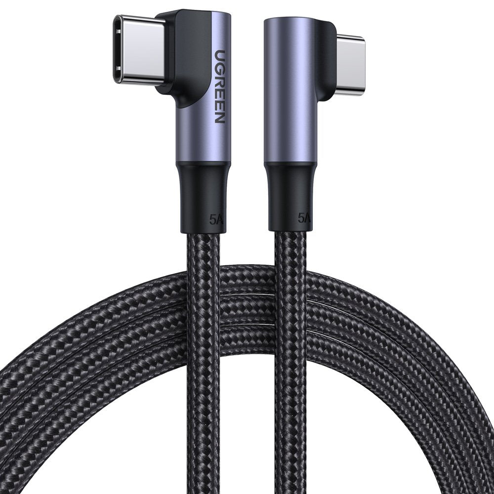 Kabel za Prijenos Podataka i Punjenje USB-C - USB-C UGREEN US335 Angled, 100W, 1m, Crni