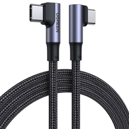 Kabel za Prijenos Podataka i Punjenje USB-C - USB-C UGREEN US335 Angled, 100W, 1m, Crni