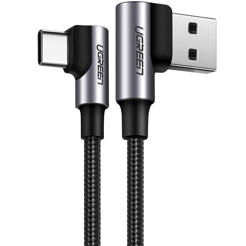USB-A to USB-C Data and Charging Cable UGREEN US255 Angled, 60W, 1m, Grey