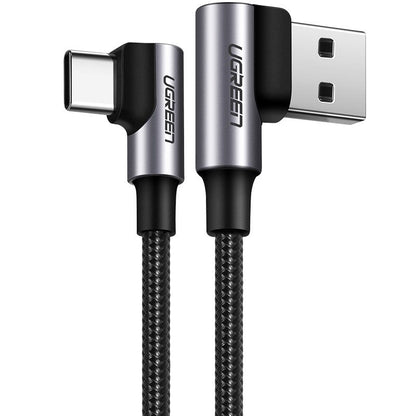 USB-A to USB-C Data and Charging Cable UGREEN US255 Angled, 60W, 1m, Grey