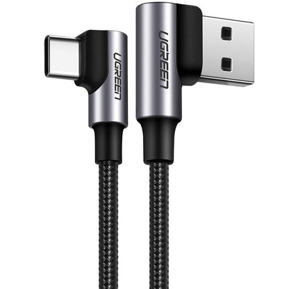 Kabel za Prijenos Podataka i Punjenje USB-A - USB-C UGREEN US176 Angled, 60W, 2m, Crni