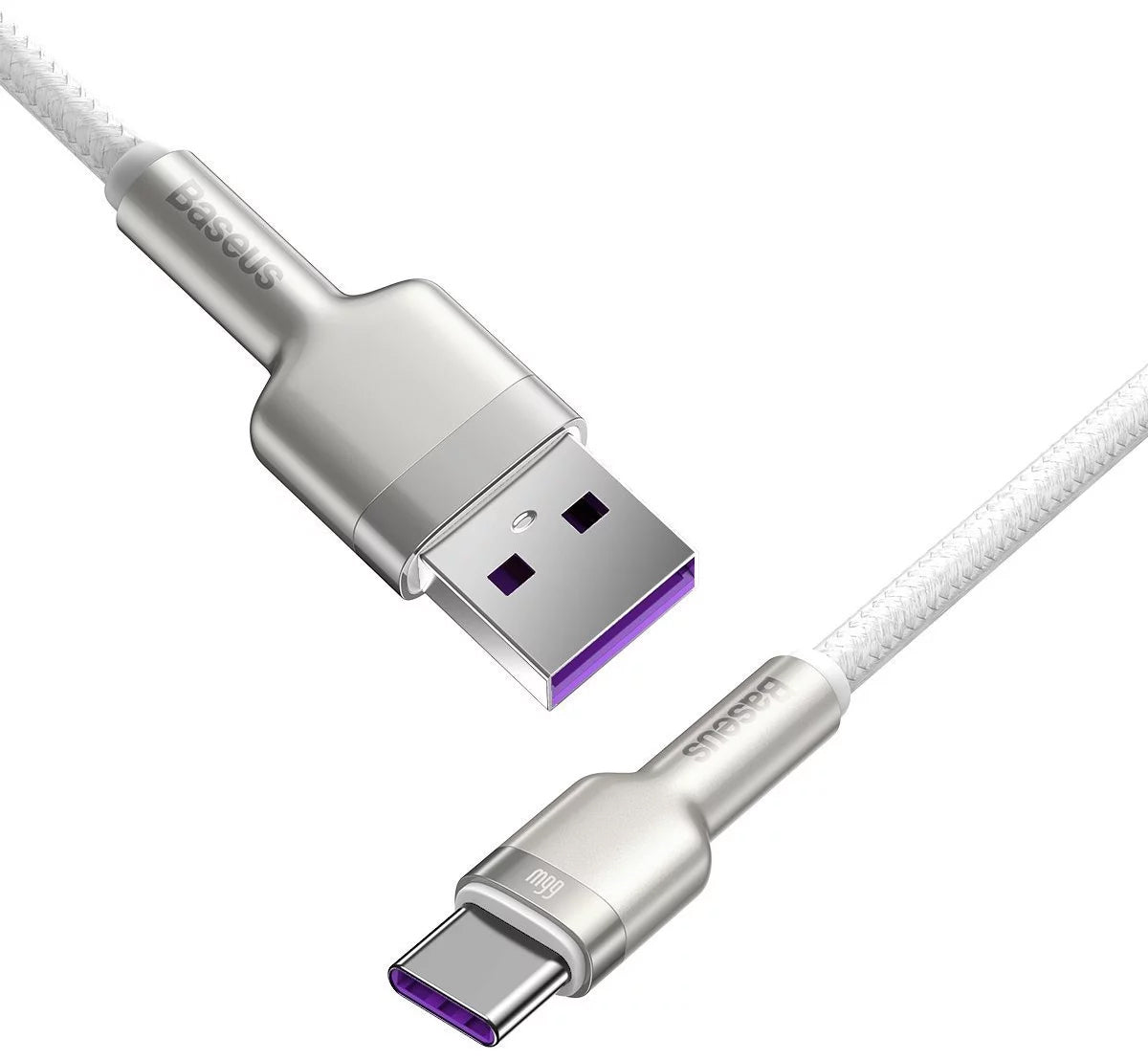 Kabl za Prenos Podataka i Punjenje USB-A - USB-C Baseus Cafule Metal Series, 66W, 1m, Beli CAKF000102