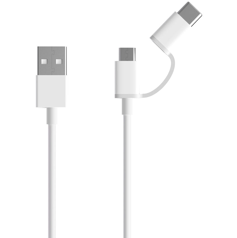 Data and Charging Cable USB-A - microUSB / USB-C Xiaomi Mi 2in1, 18W, 1m, White SJV4082TY 
